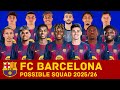 FC BARCELONA POSSIBLE SQUAD FOR SEASON 2025 26 WITH CURRENT TRANSFER RUMOURS NEW SIGNINGS FC BARCELONA POSSIBLE SQUAD FOR SEASON 2025 26 WITH CURRENT TRANSFER RUMOURS NEW SIGNINGS