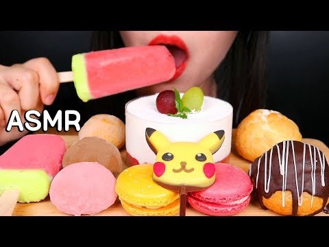 ASMR Ice Cream Rice Cake, Mousse Cake, Macaron, Chocolate 아이스크림 찹쌀떡, 케이크, 초콜릿, 마카롱 먹방 咀嚼音 MUKBANG