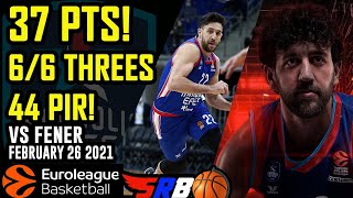 VASILIJE MICIC 37 POINTS! 6/6 threes 44 PIR | Fenerbahce - Efes | Full Highlights | 26.02.2021