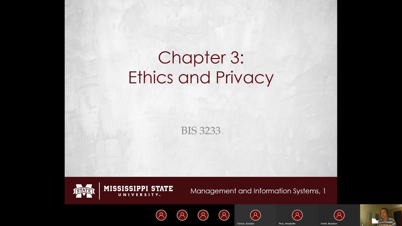 BIS 3233 - Chapter 3 & Chapter 10: Ethics and Privacy and Information Systems Within Organizations
