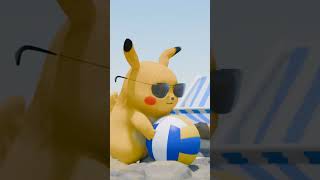 Beach Fun Pikachu Playing Ball