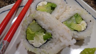 How to make avocado and cream cheese roll. ingredients- sushi rice,
nori, avocado,