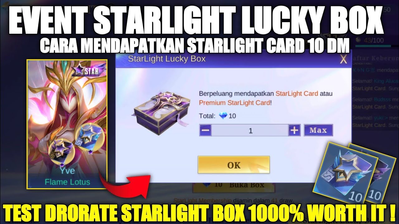 TEST DROPRATE!! CARA DAPAT KARTU STARLIGHT YVE CUMA 10 DIAMOND MOBILE LEGENDS TERBARU 2025