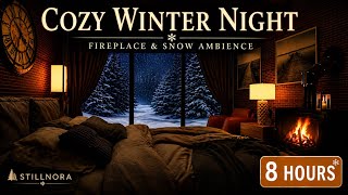 Cozy Winter Night ❄️ Fireplace &amp; Snow Ambience | 8 Hours for Deep Sleep, Relaxation &amp; Overnight Rest