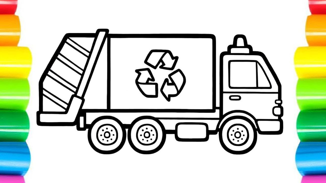 How to Draw a Recycling Truck for Kids &amp; Toddlers | Recycling Truck ...