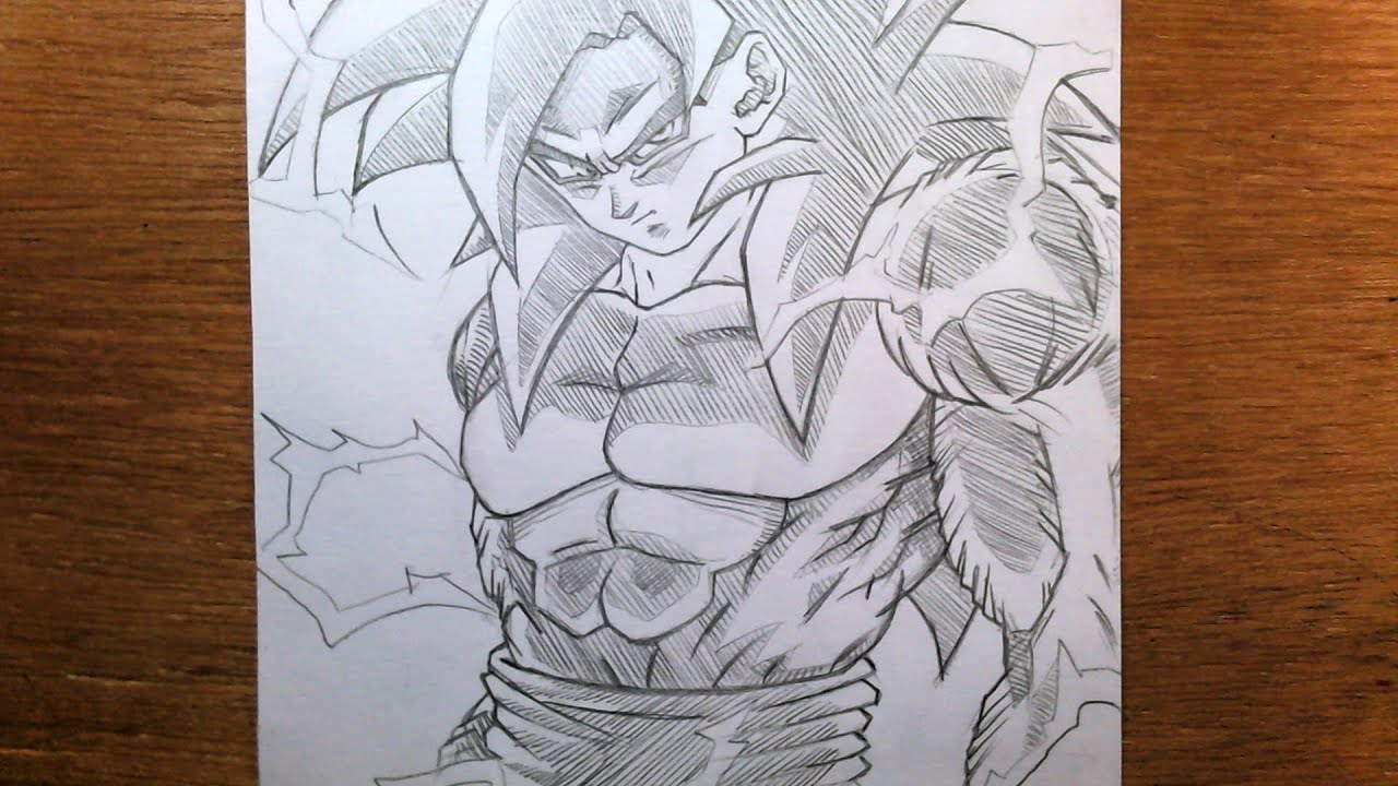 Super Saiyan 4 Goku  Desenhando esboços, Desenho hippie, Desenho