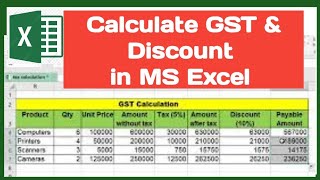 How to calculate GST and Discount in Excel | Tax | Discount | MS Excel ;Video # 28 screenshot 2