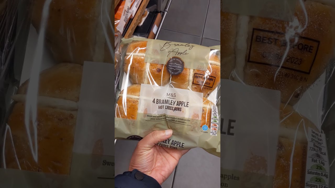 Bramley apple hot cross buns by M&S, London