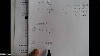 Acceleration Worksheet Worked Solutions