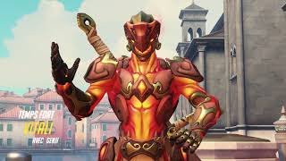 Genji deflect Widow's shot on Pharah