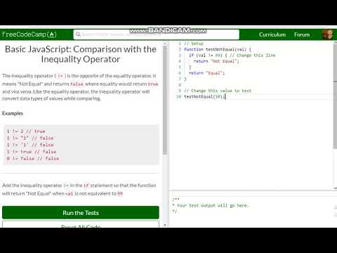 Basic JavaScript Comparison with the Inequality Operator free code camp   Dani