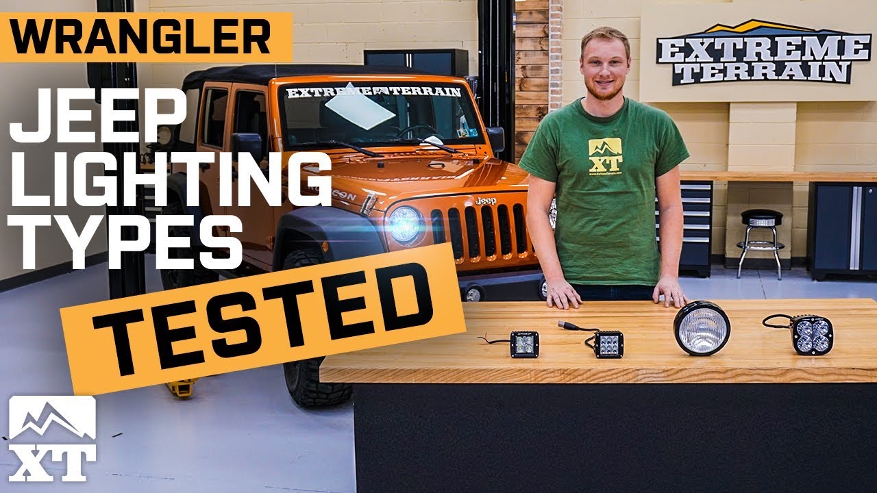 Jeep Wrangler Off Road Lighting Explained | Flood v Fog v Driving v Spot -  Extreme Terrain - YouTube