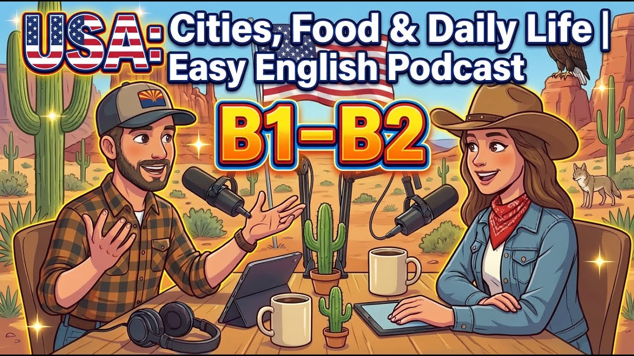 USA: Cities, Food & Daily Life 🇺🇸🦅 | Easy English Podcast (B1–B2)