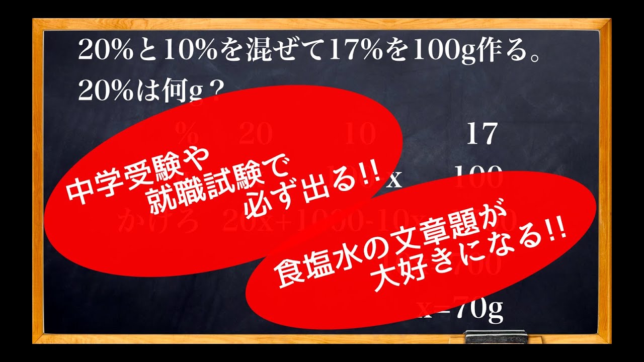 中学受験 就職試験で大活躍 食塩水の文章題が大好きになるpv 勉強 Youtube スタディチューブ
