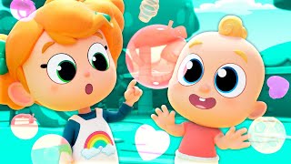 Blowing Bubbles Song! 🎈Baby Miliki Learns Shapes!🥝🍅🍦 Songs and Nursery Rhymes for Kids