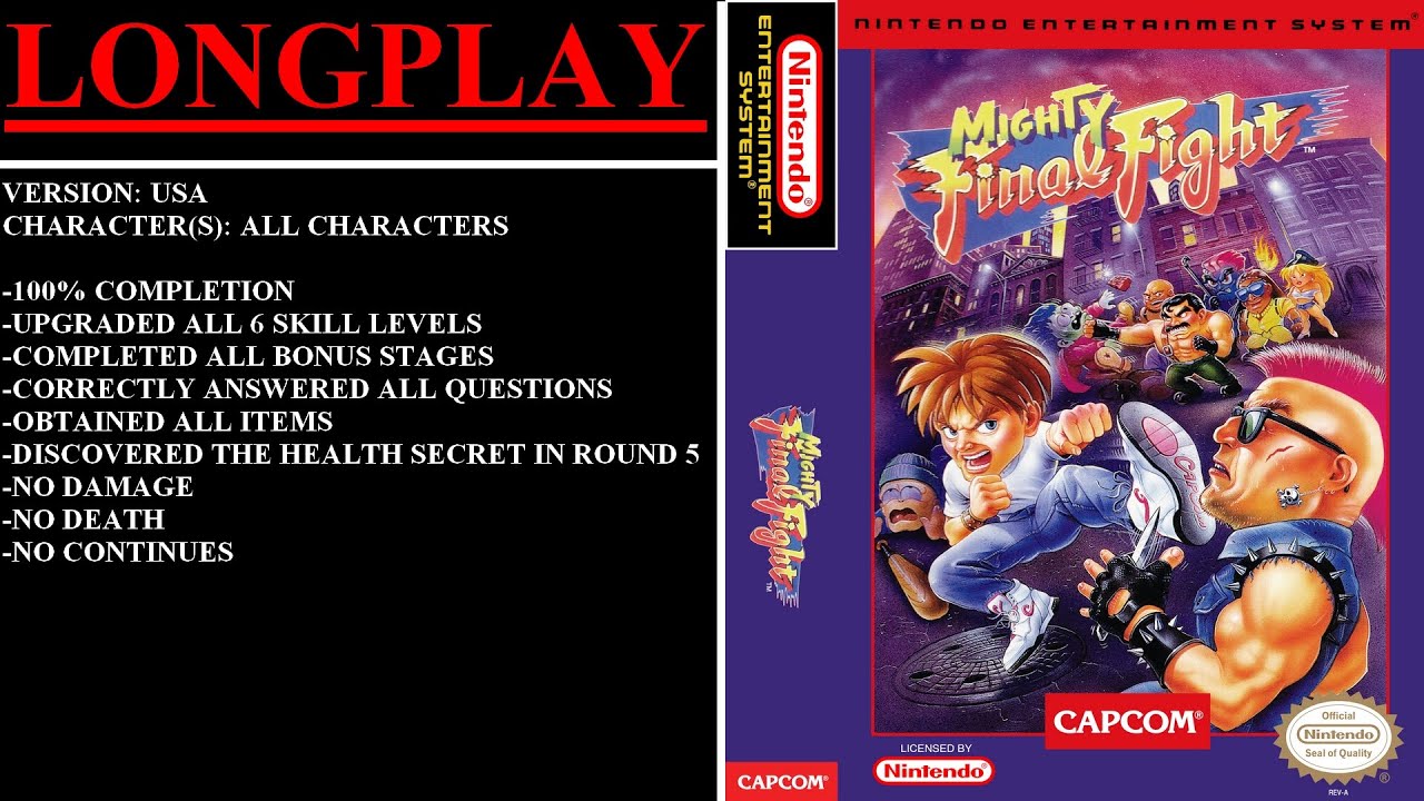 Mighty Final Fight [USA] (NES) - (Longplay | All Characters | 100