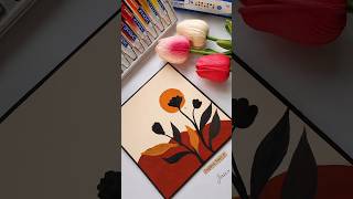 Easy Minimal Sunset Flower Boho art 🌅 | Acrylic Painting Tutorial #Shorts #bohoart #bohostyle