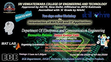 SVCET ECE Webinar Session 2 - Introduction Of MATLAB And its Applications.