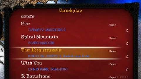 Frets on Fire Song List