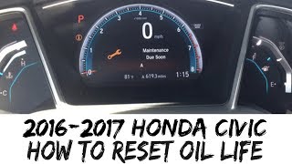 How to Reset Oil Life 2017 Honda Civic 2016 Indicator 16 17