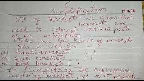 Class VI (Mathematics) Chapter No. 6 "Simplification"