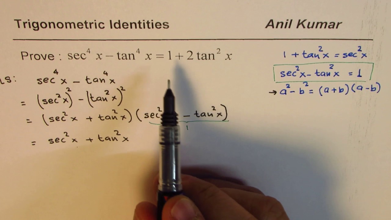 Trig Identity Sec 4x Tan 4x 1 2tan 2x Youtube Trig Identity Sec 4x Tan 4x 1 2tan 2x Youtube