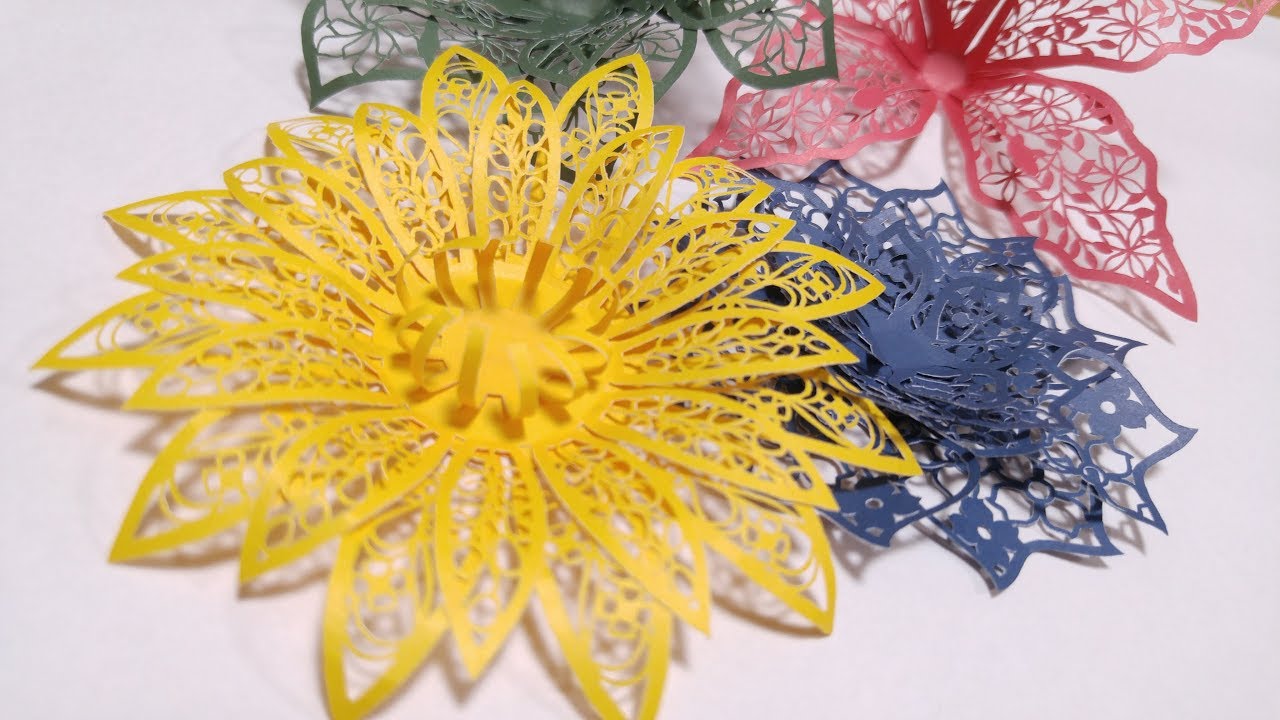 3d Paper Cutting Art Flower 濱直史の花模様の立体切り絵 花１ Youtube