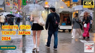 【4k hdr】 3 Hours Rainy day Walk in Shibuya (渋谷) Tokyo Japan | Relaxing Natural City ambience