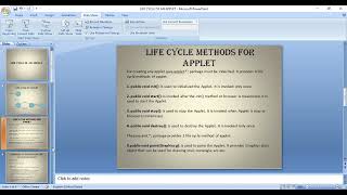 LIFE CYCLE OF AN APPLET