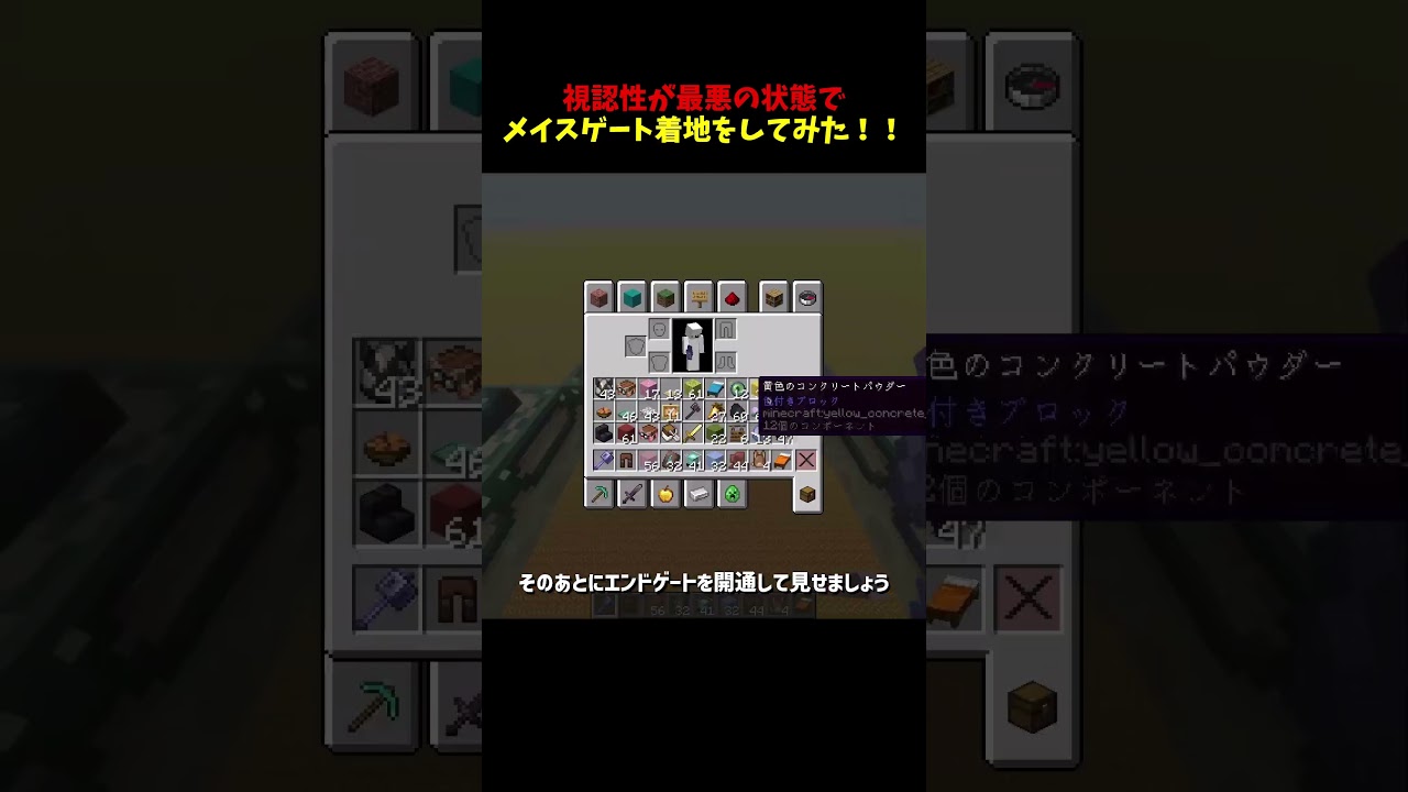 視認性最悪のテクスチャでメイスエンドゲート着地してみた #マイクラ #マインクラフト