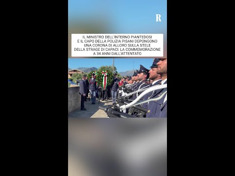 Video Capaci: Piantedosi e Pisani depongono una corona di alloro sulla stele della strage