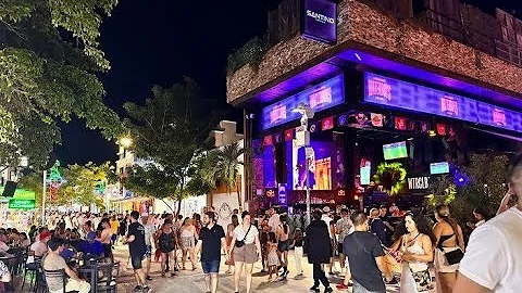 What 5th Avenue is like at night in Playa Del Carmen