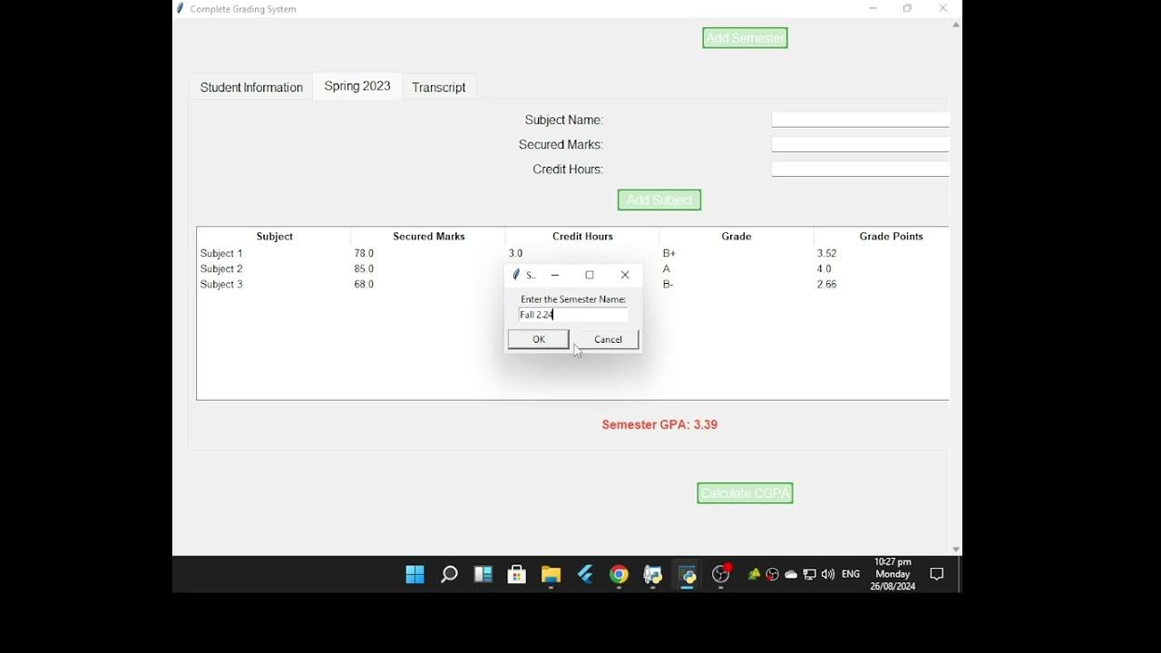 Grading system in python desktop application youtube