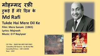 मोहम्मद रफ़ी-टुकड़े हैं मेरे दिल के-Md Rafi-Tukde Hai Mere Dil Ke- Film: Mere Sanam  (1965)