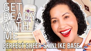PERFECT Sheer SKINLIKE Base Using CHARLOTTE TILBURY Products (New CURLY Haircare Routine)
