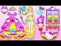 Học Làm Búp Bê Giấy - Rapunzel Trang Trí Váy Hello Kitty Cầu Vồng POP IT - Câu Chuyện Của Barbie