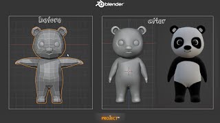 Cute Panda from Low Poly to Hard Poly | ProjectZu