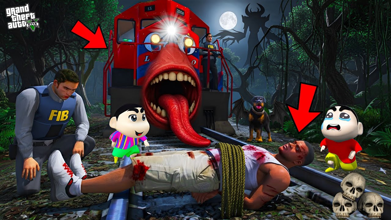 Ghost Train ATTACKED Franklin And Shinchan in GTA 5! Bangla Gameplay