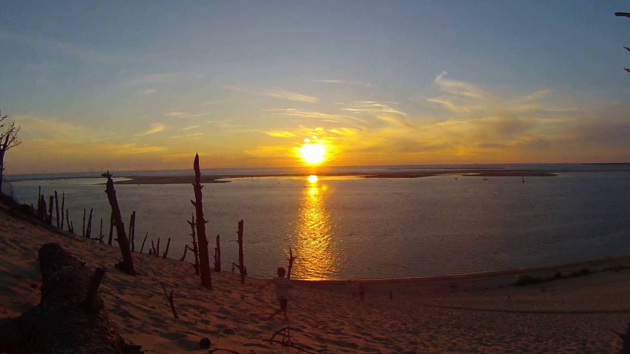 Couché De Soleil à La Dune Du Pyla Acceleré