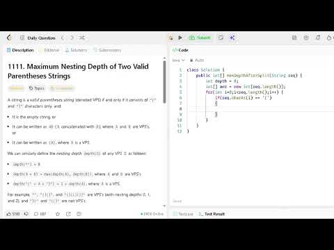 1111. Maximum Nesting Depth of Two Valid Parentheses Strings | Leetcode | Daily Challenge #leetcpde