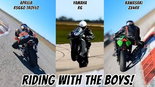 TRACK RIDE-ALONG & REVIEW! || ZX4RR vs RS660 Trofeo vs R6 || Private Member Days are a VIBE!