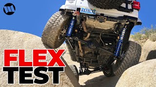 Jeep JL Wrangler Coilover Suspension with High Clearance Long Arms by EVO Rock Crawling Flex Test