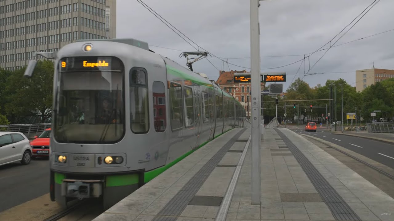 Germany, Hannover, tram 9 ride from Schwarzer Bär to Am Soltekampe