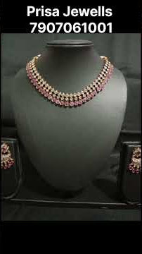 Prisa Jewells #Beautiful Rooby and diamond stone necklace with earrings #Price :₹1500 only.