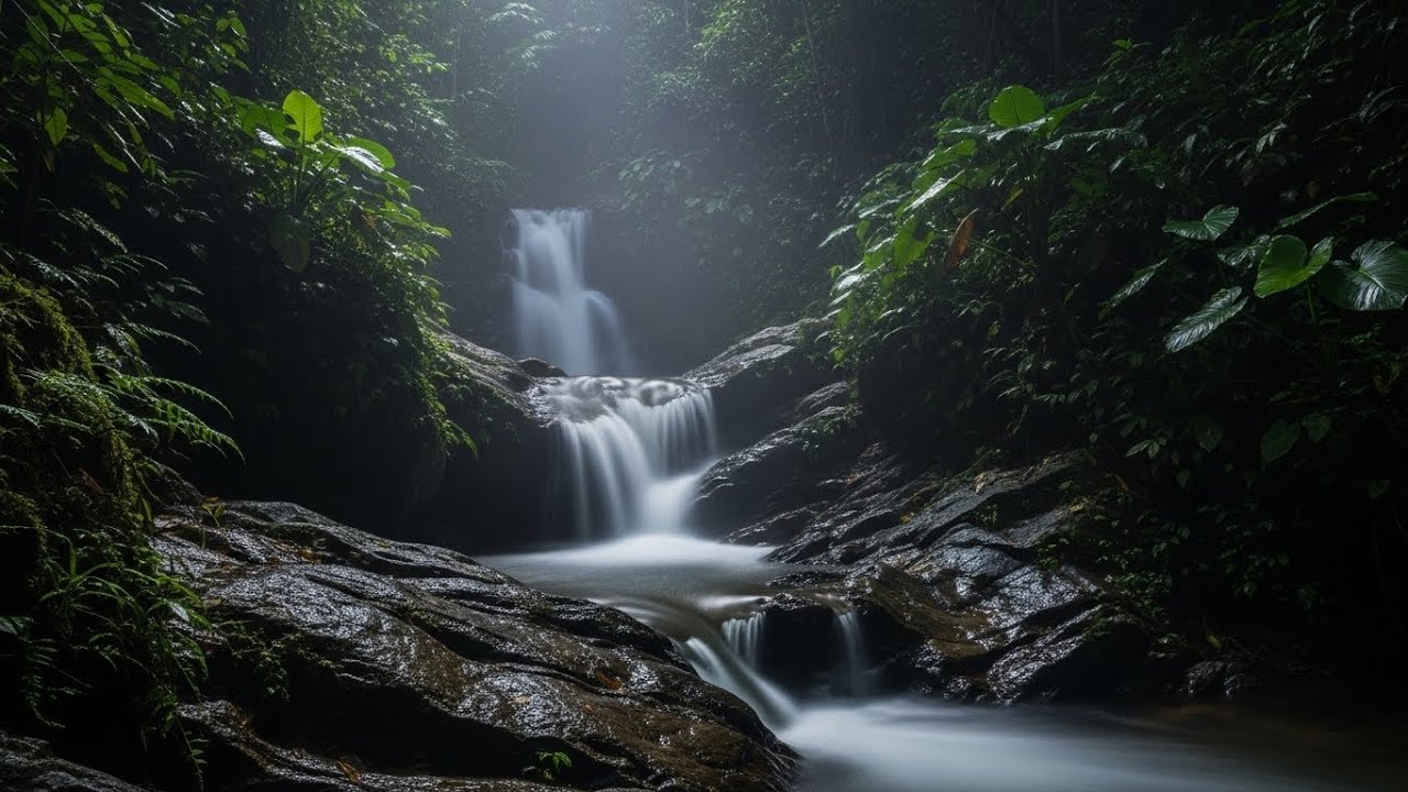 Waterfall Whisper & Peaceful Piano – Soothing Music for Deep Rest 💧🌌