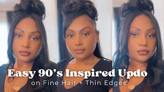 DIY Easy Updo on Fine Hair + Thin Edges| 90s/2000s Inspired| Nostalgic| Fun Style With Clip Ins