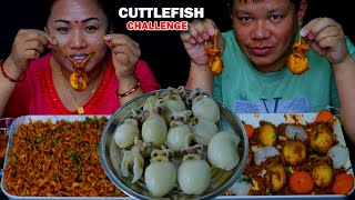 CUTTLEFISH  🐙 SPICY SEAFOOD  WITH SPICY CARBONARA NOODLE 🔥 EATING CHALLENGE