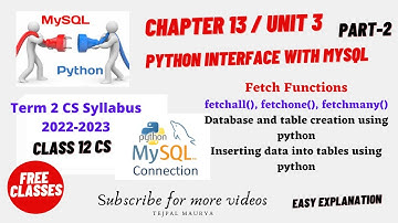 Chapter 13 Python Interface with SQL | Part 2 | fetchall, fetchone, fetchmany | Class 12 CS