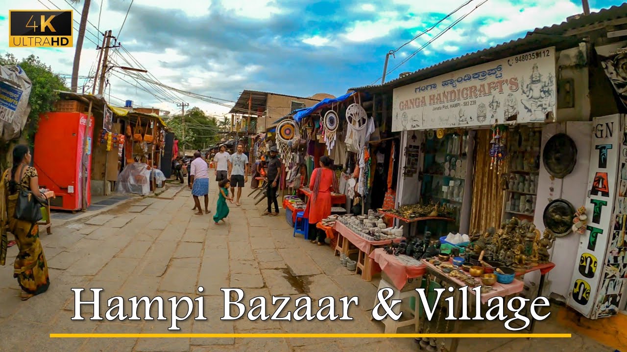 4K Walk around Hampi Bazaar  Village  Hampi