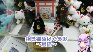 （３手成功）招き猫ぬいぐるみ　黒猫（クレーンゲーム）第103回